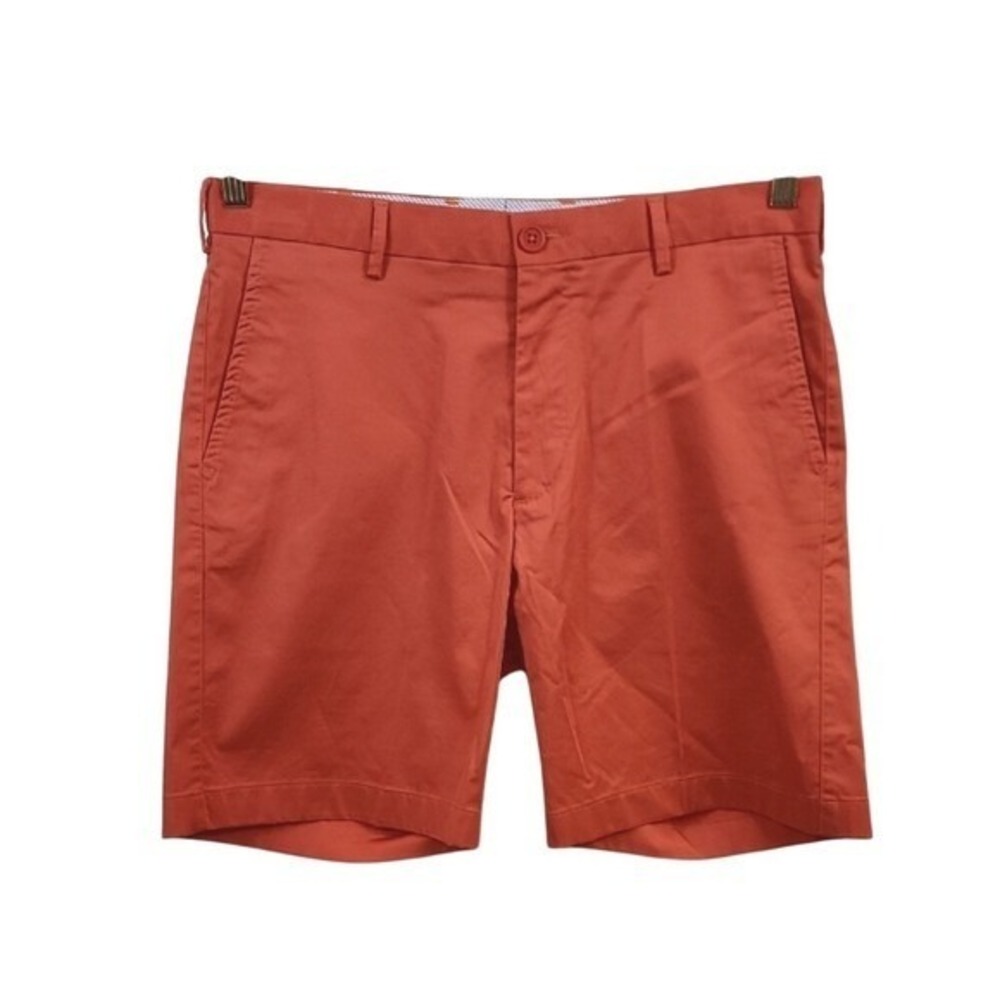 Bugatchi Men's‎ Shorts Size 32 Orange Flat Front Casual Summer Chino NWT